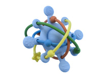 Load image into Gallery viewer, Silicone Sensory Space Rattle Teether: Blue - The Sensory Studio