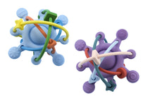 Load image into Gallery viewer, Silicone Sensory Space Rattle Teether: Blue - The Sensory Studio