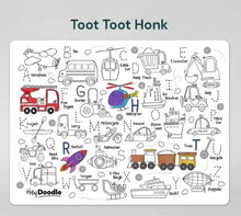 Load image into Gallery viewer, Hey Doodle ABC Silicone A3 Activity Mat: Toot Toot Honk - The Sensory Studio