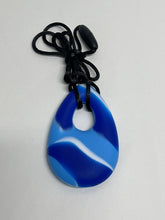 Load image into Gallery viewer, Chubuddy Bud Oval Chew Necklace: Blue Swirl - The Sensory Studio