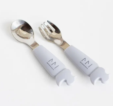 Load image into Gallery viewer, Montessori Mates Soft Grip Toddler Cutlery Set: Grey - The Sensory Studio