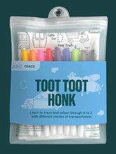 Load image into Gallery viewer, Hey Doodle ABC Silicone A3 Activity Mat: Toot Toot Honk - The Sensory Studio