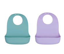 Load image into Gallery viewer, We Might be Tiny: Catchie Silicone Bibs 2 Pack: Lilac / Pistachio