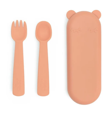 Load image into Gallery viewer, We Might be Tiny Feedie Fork, Spoon &amp; Travel Case: Peach