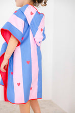 Load image into Gallery viewer, Quut Poncho Beach Towel: Cherry Red Stripe