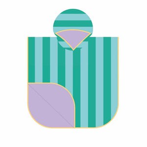 Quut Poncho Kids Beach Towel: Lagoon Stripe