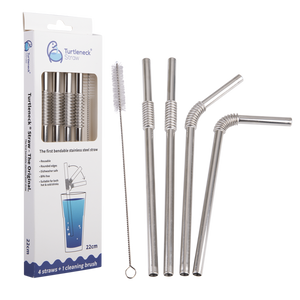 Turtleneck Reusable Bendable Stainless Steel Straw Set