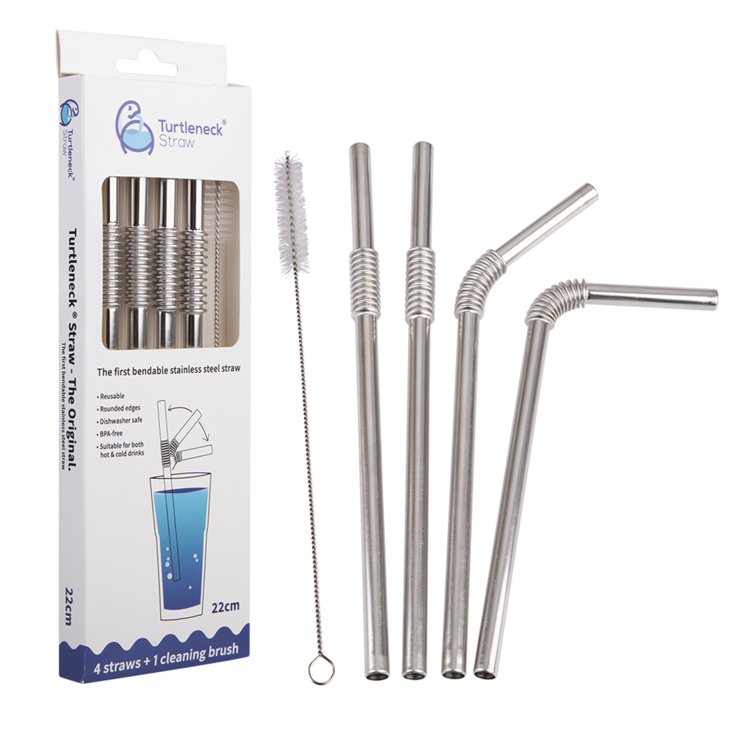 Turtleneck Reusable Bendable Stainless Steel Straw Set