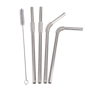 Turtleneck Reusable Bendable Stainless Steel Straw Set