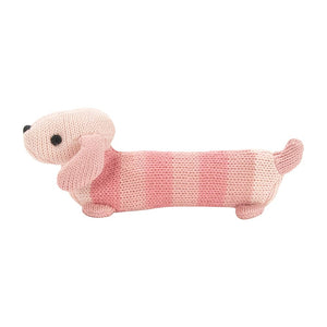 Dachshund Baby Knitted Hand Rattle - Pink