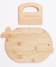 Load image into Gallery viewer, Montessori Mates Wooden Kids Cutting Board + Knife Set