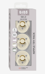 BIBS Pacifier Dummy: Size 1: Try-it 3 Pack - Ivory