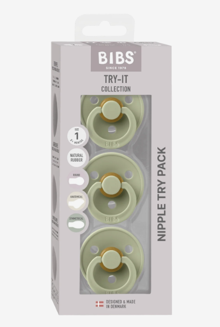 BIBS Pacifier Dummy: Size 1: Try-it 3 Pack - Sage Green