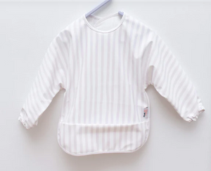 We Might be Tiny Messie Smock Bib – Lilac Stripe (Toddler)