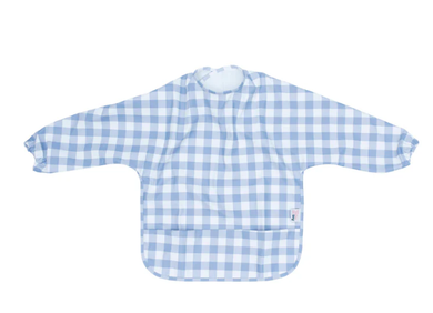 We Might be Tiny Messie Smock Bib – Blue Gingham (Kid)