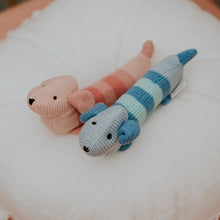 Load image into Gallery viewer, Dachshund Baby Knitted Hand Rattle - Blue