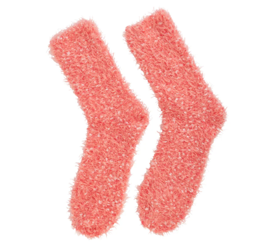 Annabel Trends Fuzzy Bed Socks - Melon