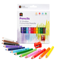 Load image into Gallery viewer, Jumbo Stubby Washable Colouring Pencils Pack 12 &amp; Sharpener