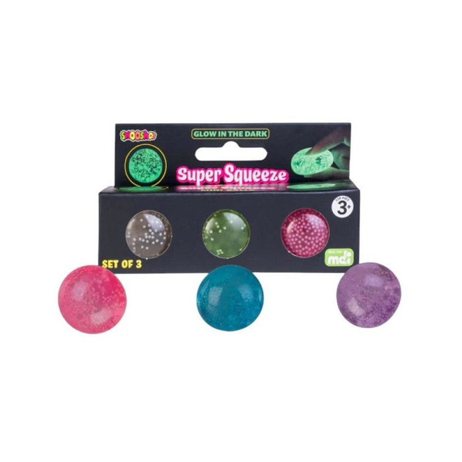 Smoosho's Super Squeeze Balls:  Glow in the Dark - Mini 3 Pack