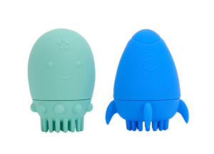 Annabel Trends: Silicone Squeezy Bath Toy & Brush - Rocket/Squid