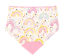 Load image into Gallery viewer, All 4 Ella Bandana Bib with Silicone Teether - Rainbows