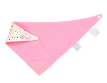 Load image into Gallery viewer, All 4 Ella Bandana Bib with Silicone Teether - Rainbows