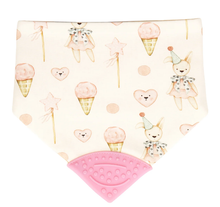 Load image into Gallery viewer, All 4 Ella Bandana Bib with Silicone Teether - Teddy &amp; Ice Cream