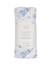 Load image into Gallery viewer, All 4 Ella Baby Muslin Swaddle Wrap: Blast Off
