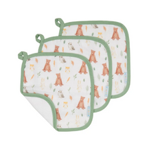 Load image into Gallery viewer, All 4 Ella Organic Wash Cloth 3 Pack: Forest Friends