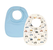 Load image into Gallery viewer, All 4 Ella Roll Neck Bib 2 Pack: Diggers &amp; Trucks