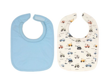 Load image into Gallery viewer, All 4 Ella Roll Neck Bib 2 Pack: Diggers &amp; Trucks