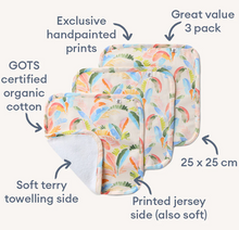 Load image into Gallery viewer, Snuggle Hunny Organic Wash Cloths - 3 Pack: Summer Palm