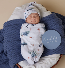 Load image into Gallery viewer, Snuggle Hunny Snuggle Swaddle &amp; Beanie Set: Ocean