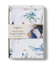 Load image into Gallery viewer, Snuggle Hunny Snuggle Swaddle &amp; Beanie Set: Ocean