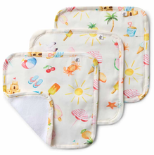 Load image into Gallery viewer, Snuggle Hunny Organic Wash Cloths - 3 Pack: Beach Fun