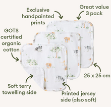 Load image into Gallery viewer, Snuggle Hunny Organic Wash Cloths - 3 Pack: Dog Park