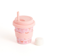 Load image into Gallery viewer, Chino Club Babychino Cup: Pink Bows 4oz