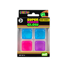Load image into Gallery viewer, Smooshos Super Squeeze Fidget Glow Mini Cube - 4 Pack