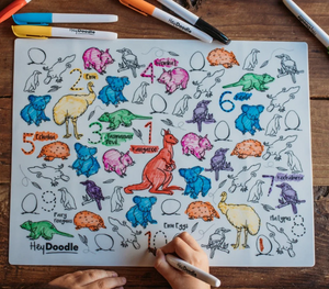 Hey Doodle 123 Silicone A3 Activity Mat:  Aussie Animals