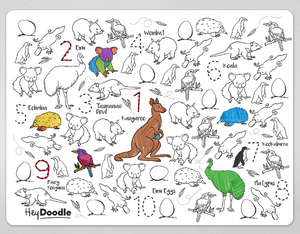 Hey Doodle 123 Silicone A3 Activity Mat:  Aussie Animals