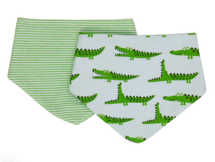 All 4 Ella Bandana Bibs 2pk - Crocodile - The Sensory Studio