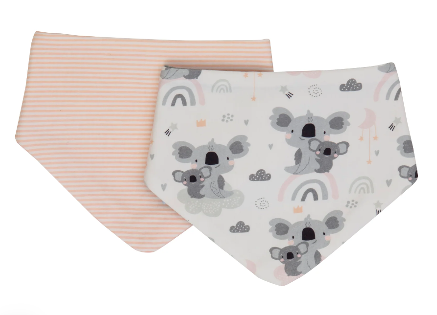 All 4 Ella Bandana Bibs 2pk - Koala - The Sensory Studio