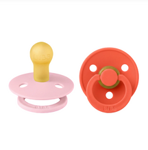 Load image into Gallery viewer, BIBS Pacifier Dummy Round (2 Pack) Size 1: Baby Pink / Tango