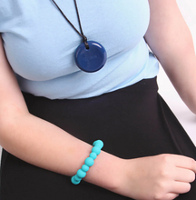 Load image into Gallery viewer, Chewigem Button Chew Necklace Blue: On Sale was $24.95
