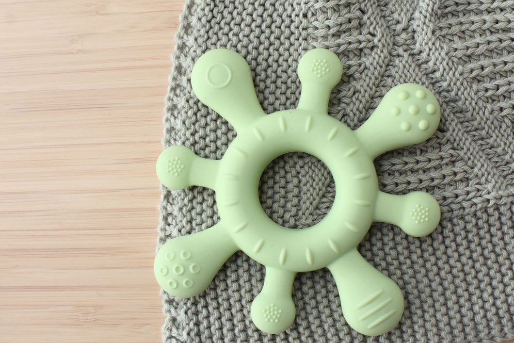 Sensory Silicone Teether: Splash Pale Green