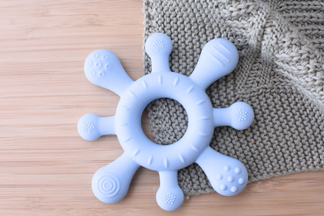 Sensory Silicone Teether: Splash Blue