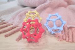 Silicone Teether Atomic Grip Ball: Light Blue