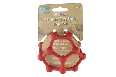 Silicone Teether Atomic Grip Ball: Red