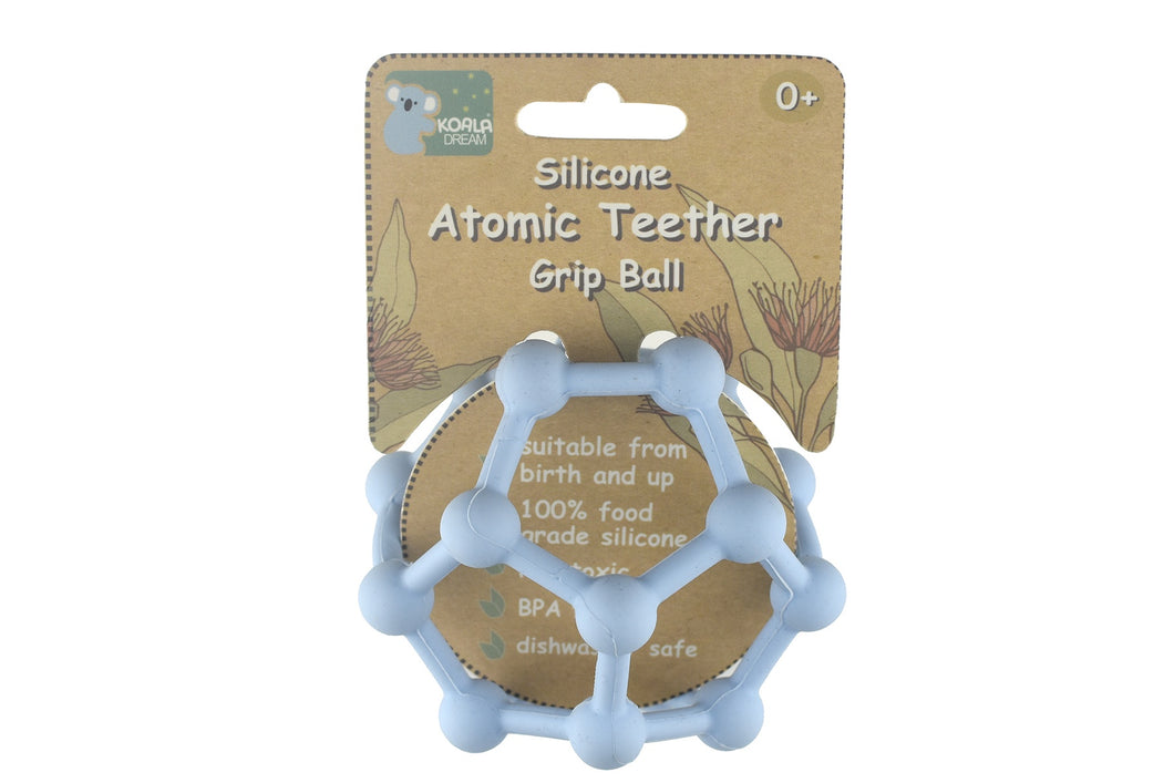 Silicone Teether Atomic Grip Ball: Light Blue