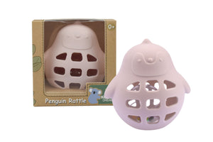 Silicone Sensory Penguin Rattle: Pink